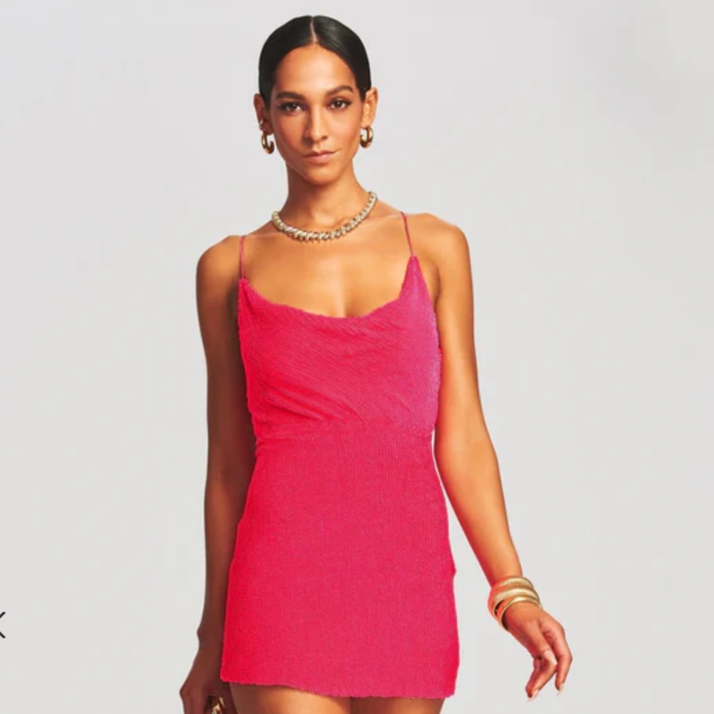 NWT Retrofete Jill Sequin Dress in Hot Pink